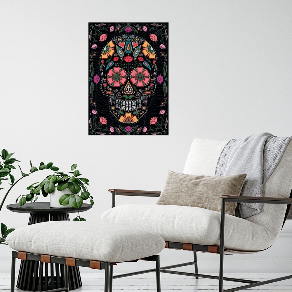 Affiche Crâne fleuri