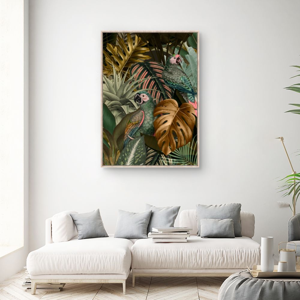 Tableau Perroquets exotiques jungle