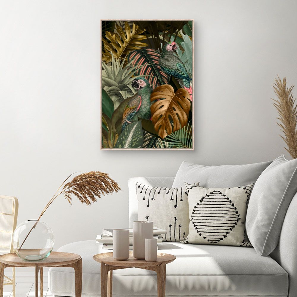 Tableau Perroquets exotiques jungle