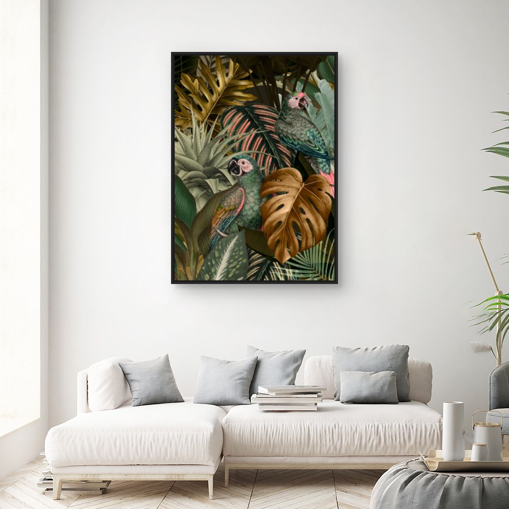 Tableau Perroquets exotiques jungle