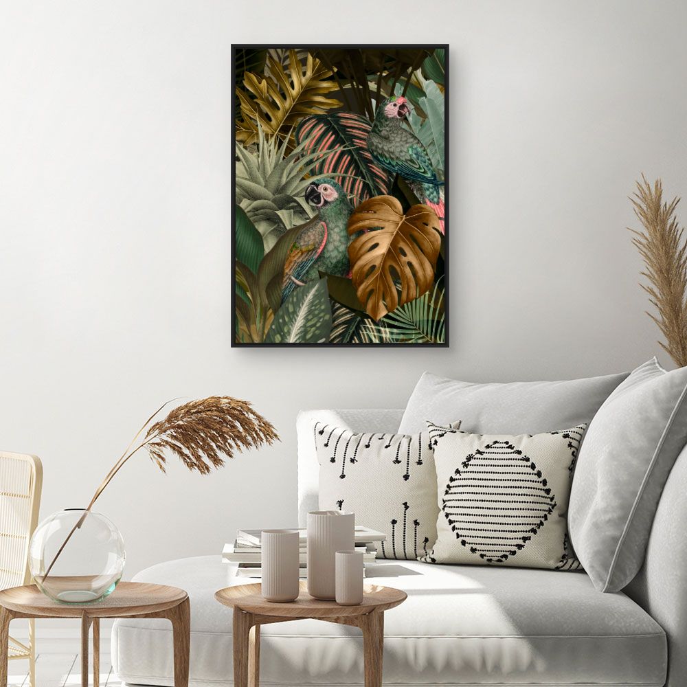 Tableau Perroquets exotiques jungle