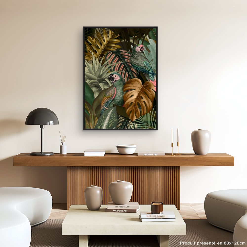 Tableau Perroquets exotiques jungle