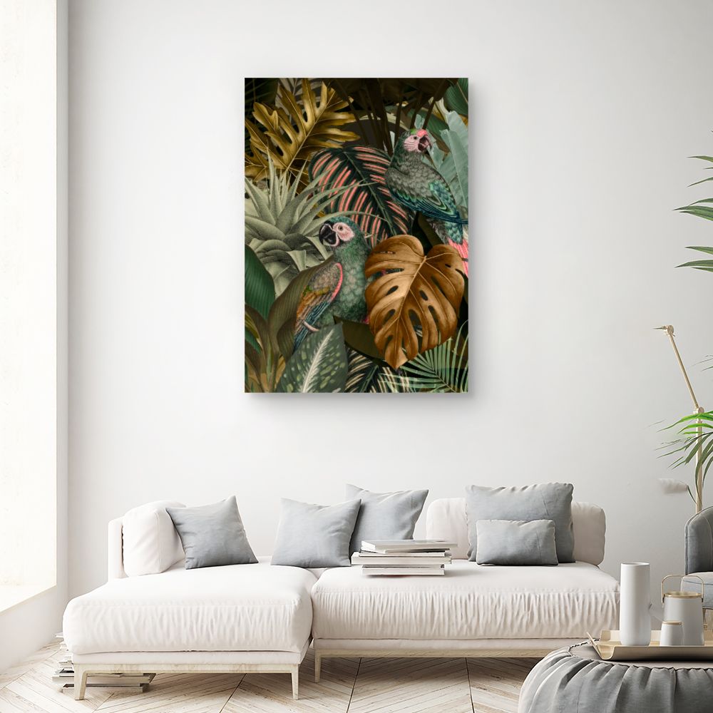 Tableau Perroquets exotiques jungle