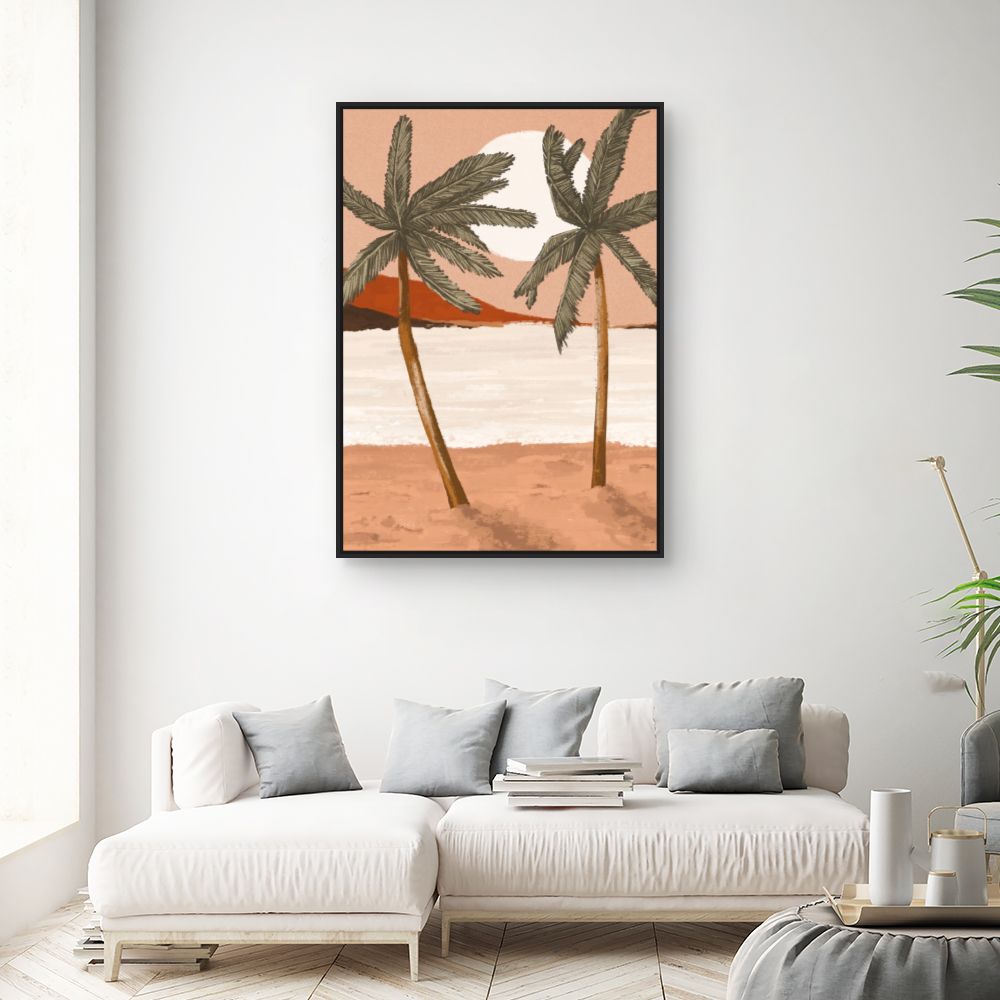 Tableau Palmiers au coucher de soleil
