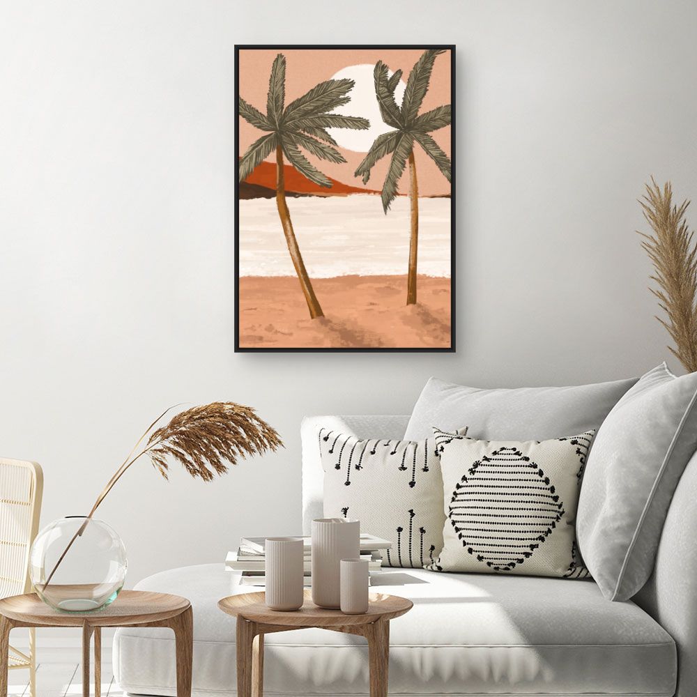 Tableau Palmiers au coucher de soleil