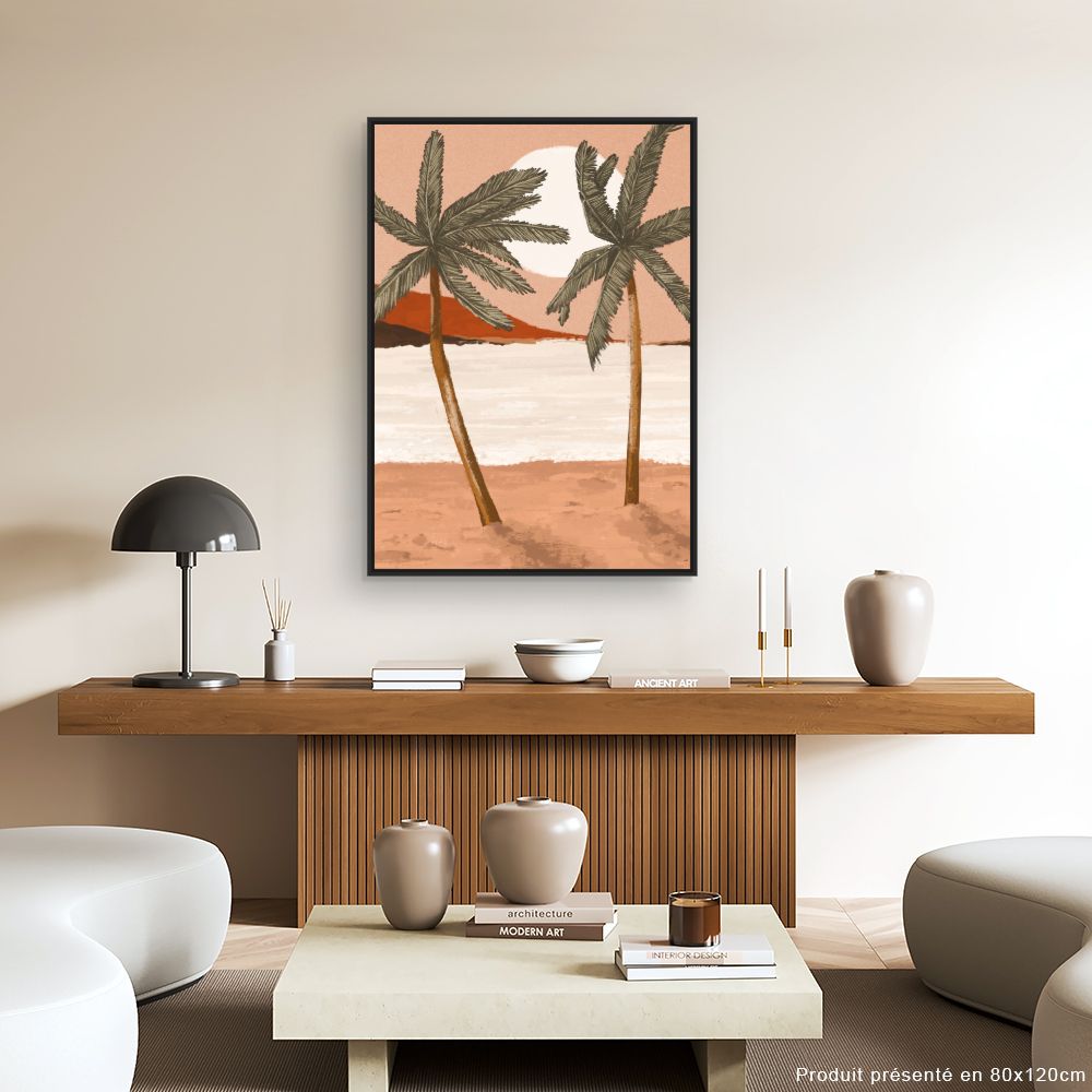 Tableau Palmiers au coucher de soleil