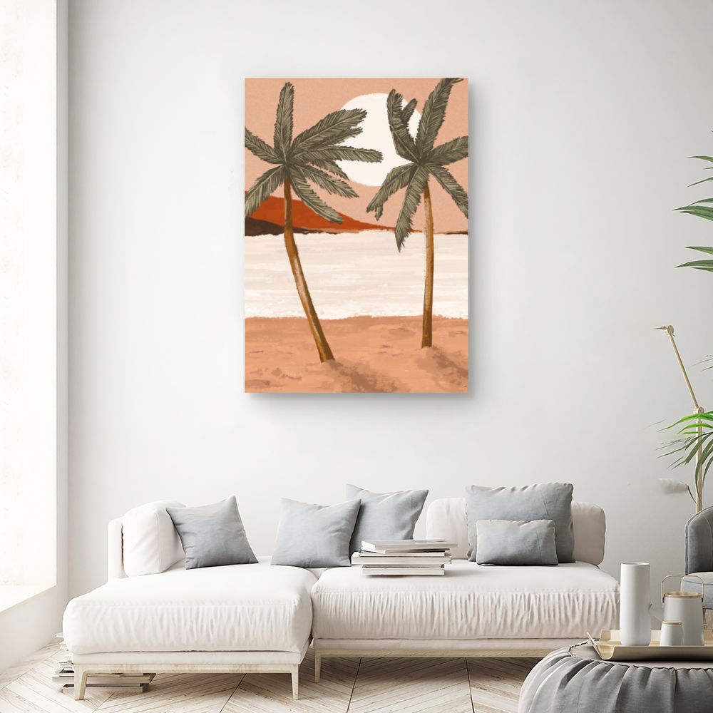 Tableau Palmiers au coucher de soleil