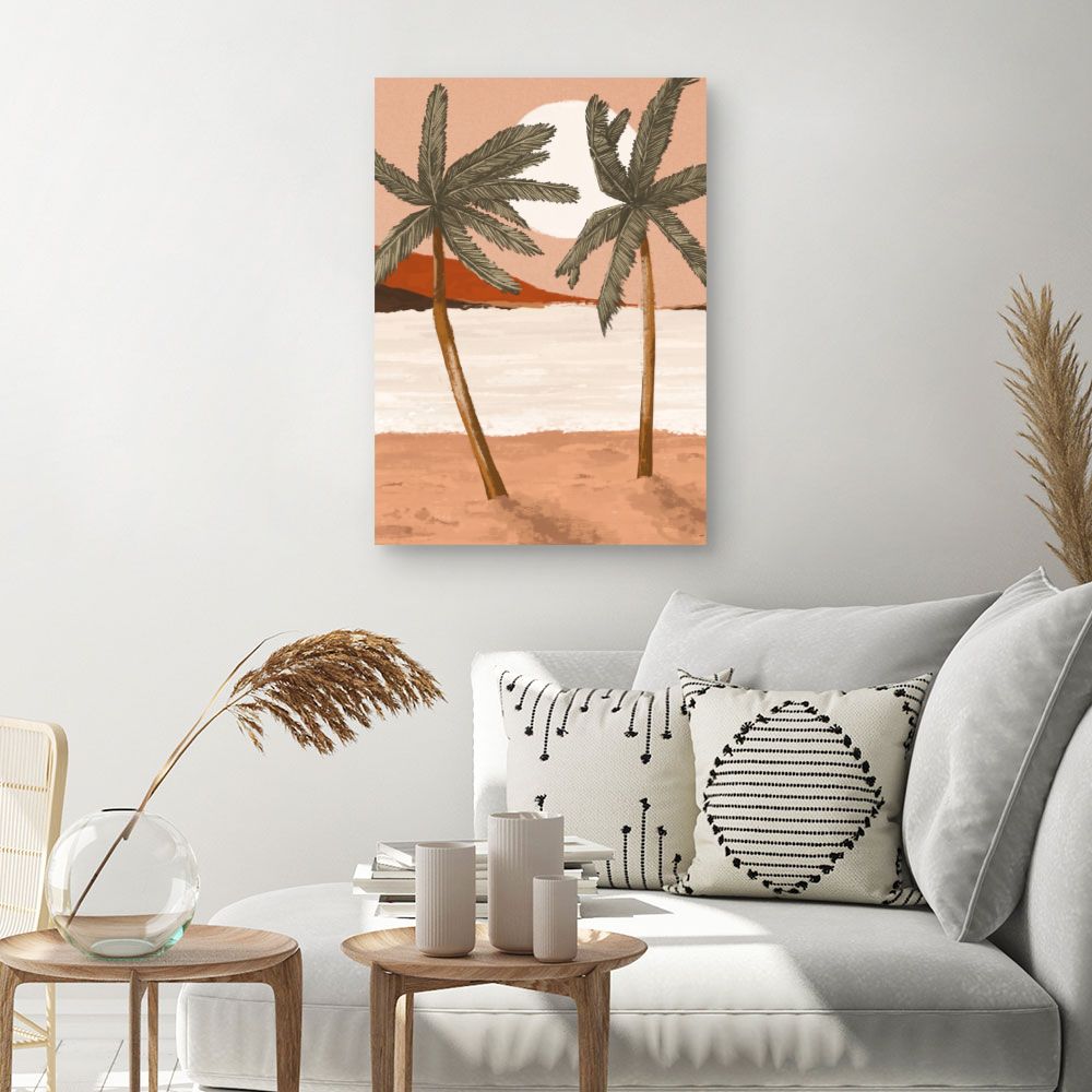 Tableau Palmiers au coucher de soleil