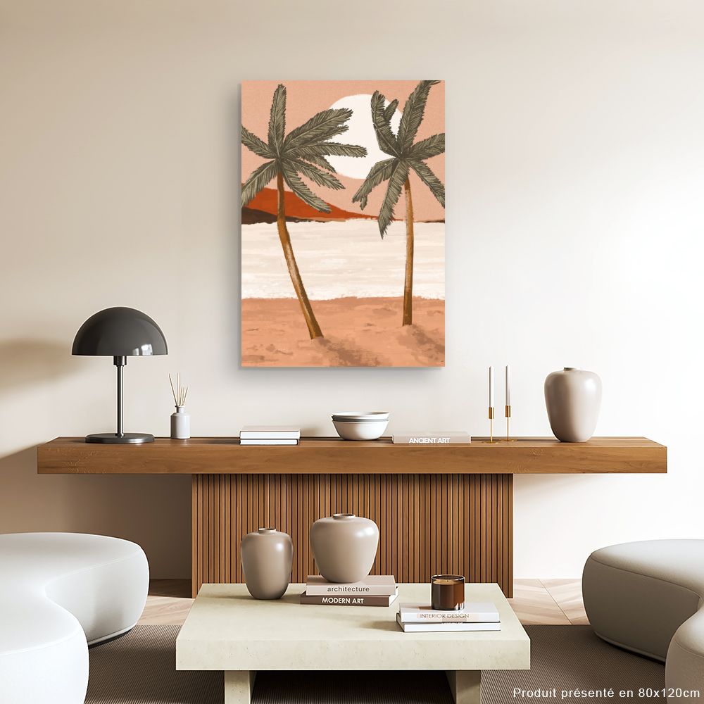 Tableau Palmiers au coucher de soleil
