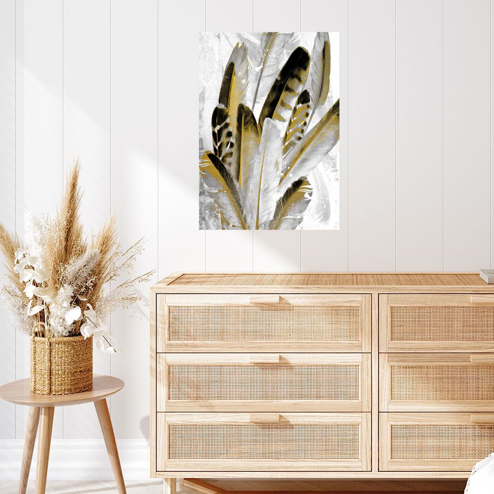 Affiche Plumes dorées élégantes