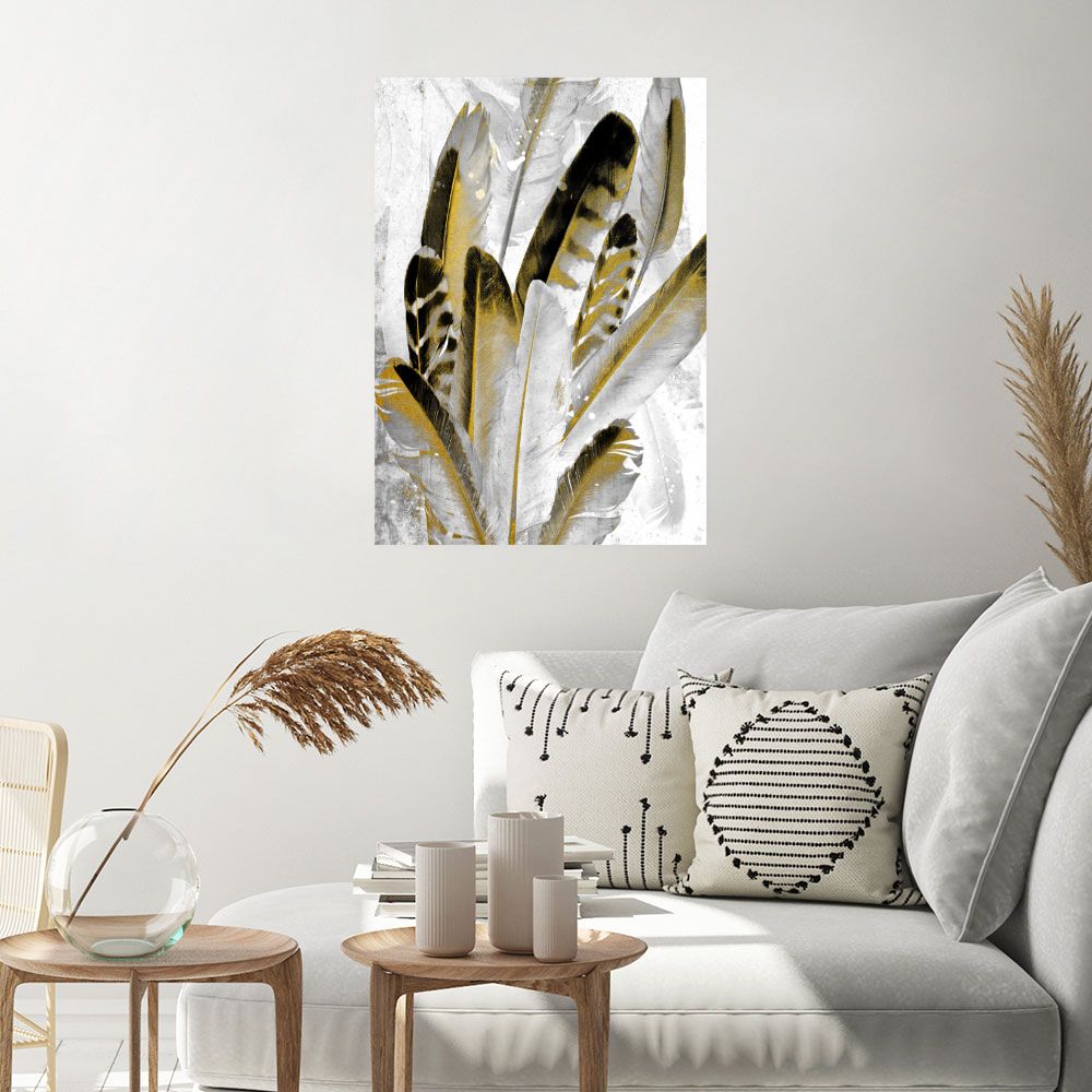 Affiche Plumes dorées élégantes