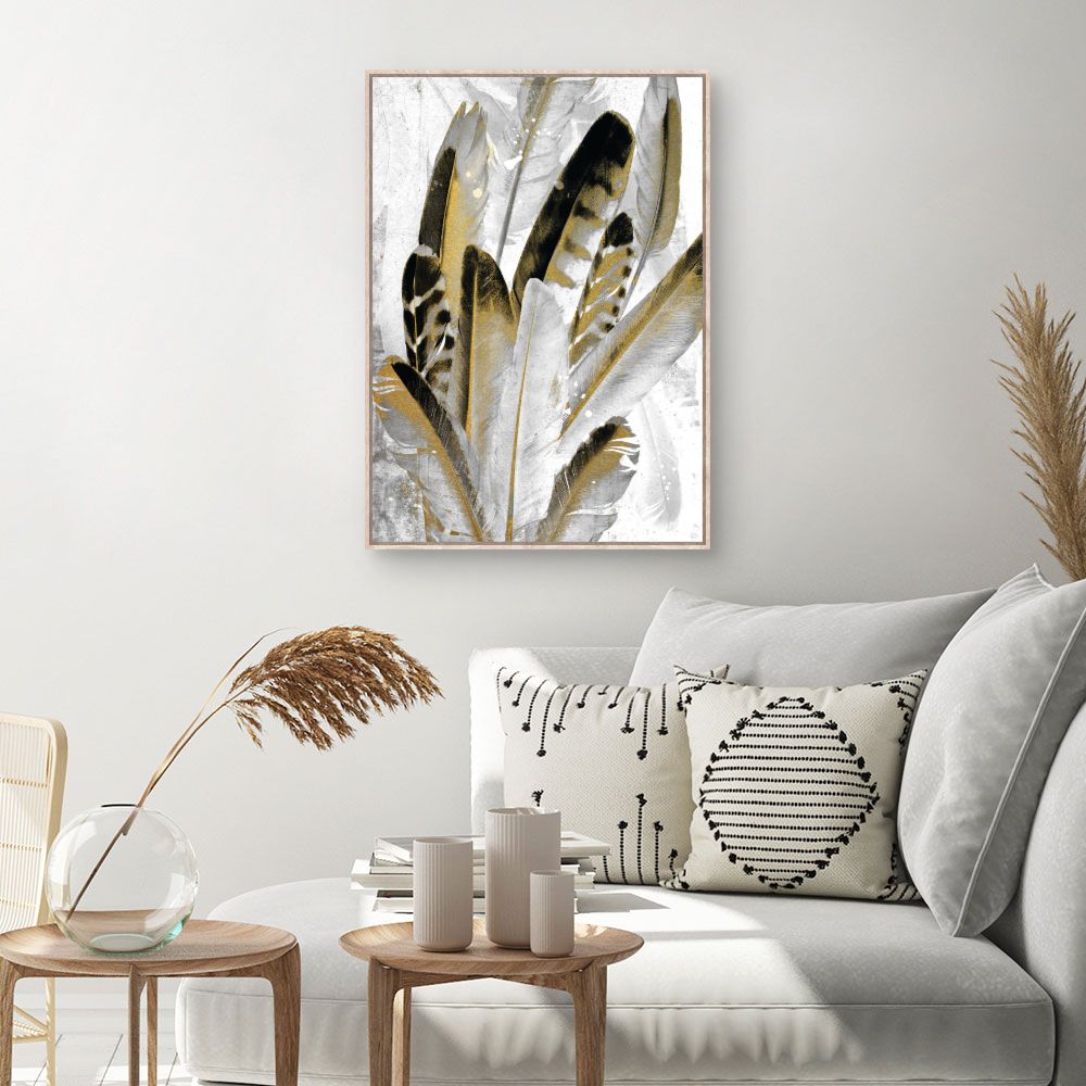 Tableau Plumes dorées élégantes