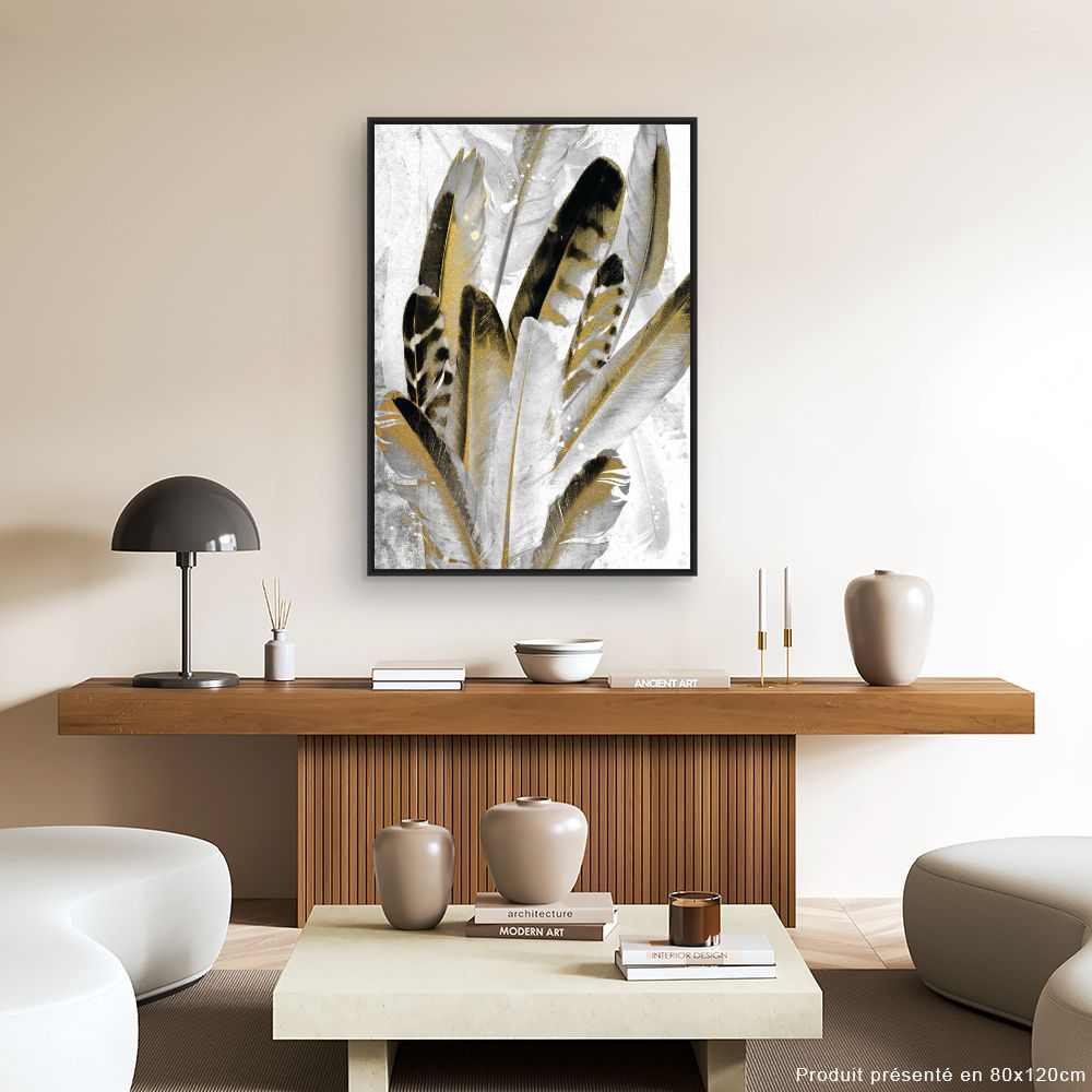 Tableau Plumes dorées élégantes