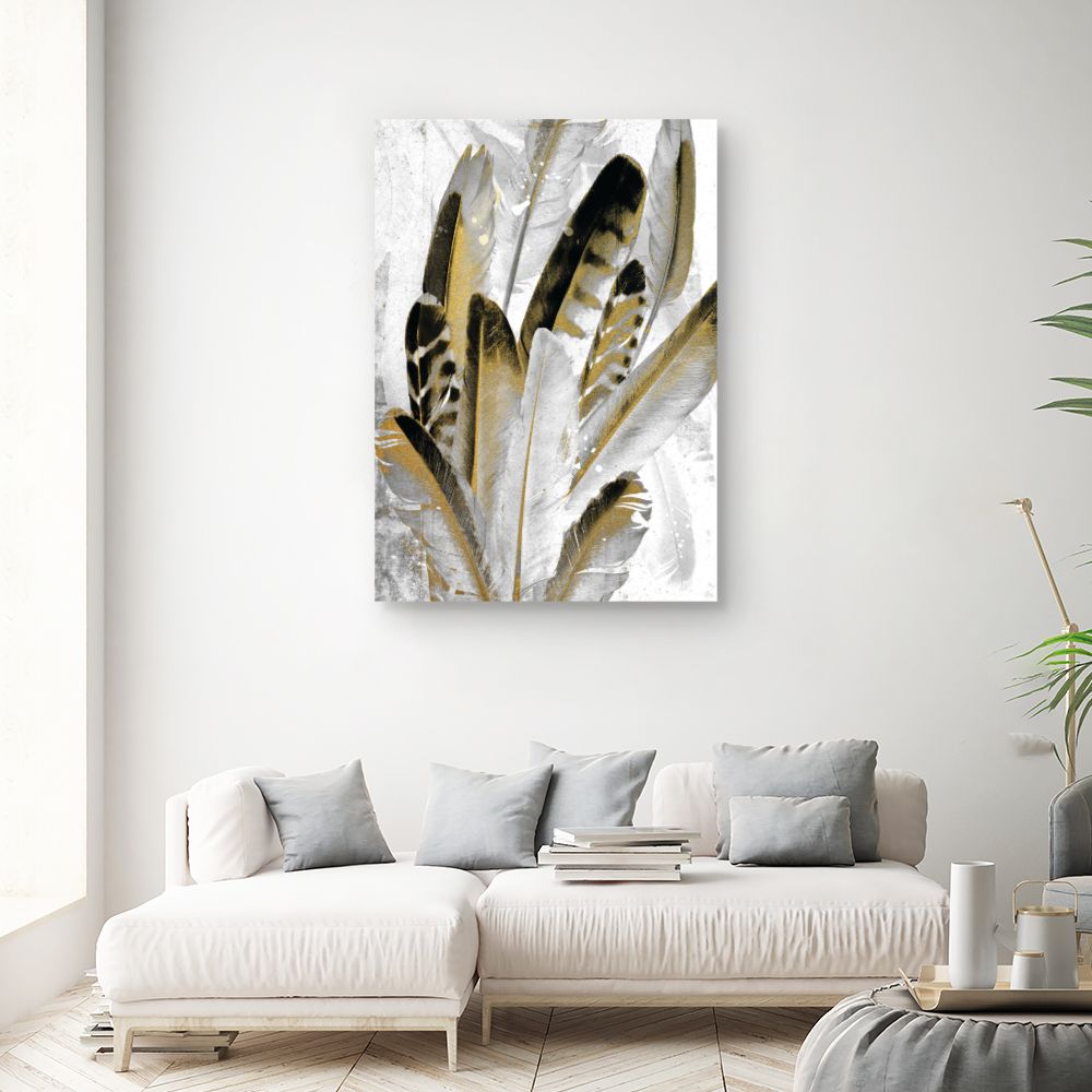 Tableau Plumes dorées élégantes