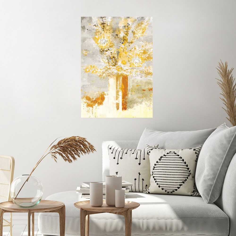Affiche Fleurs dorées exquises