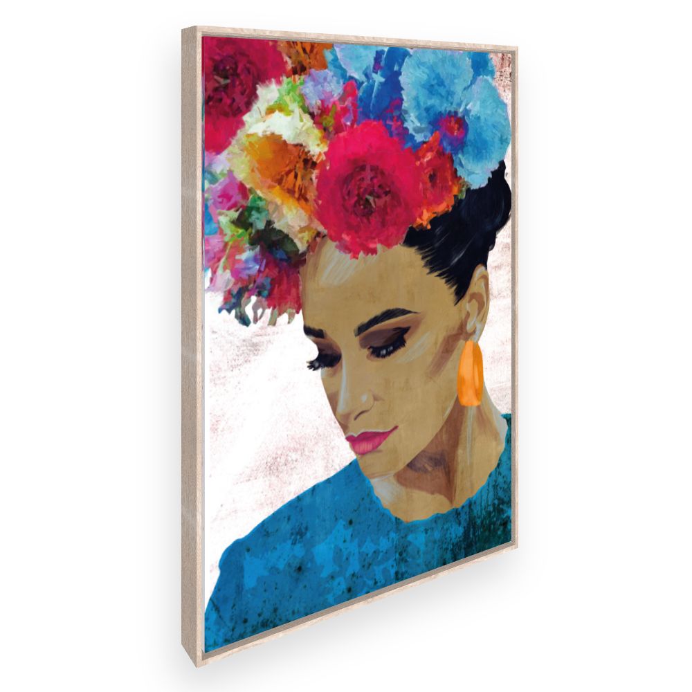 Toile Portrait fleuri vibrant