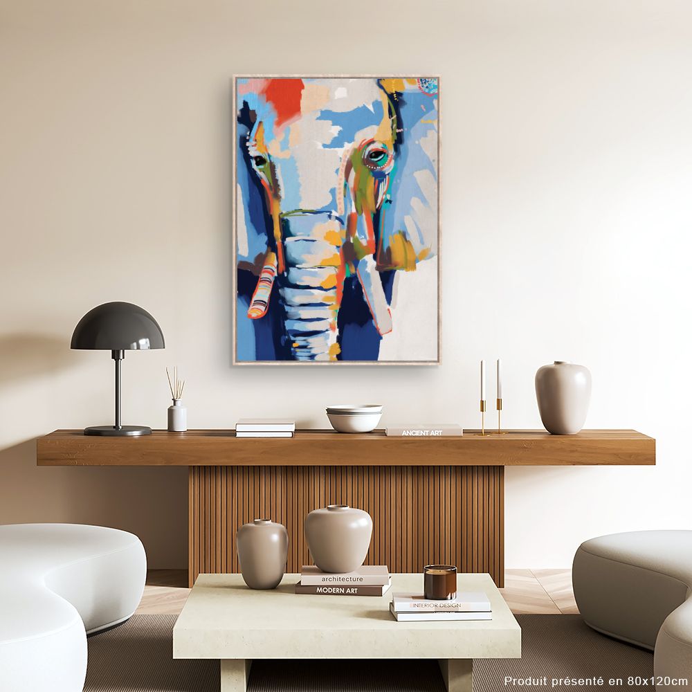 Tableau Éléphant artistique vibrant