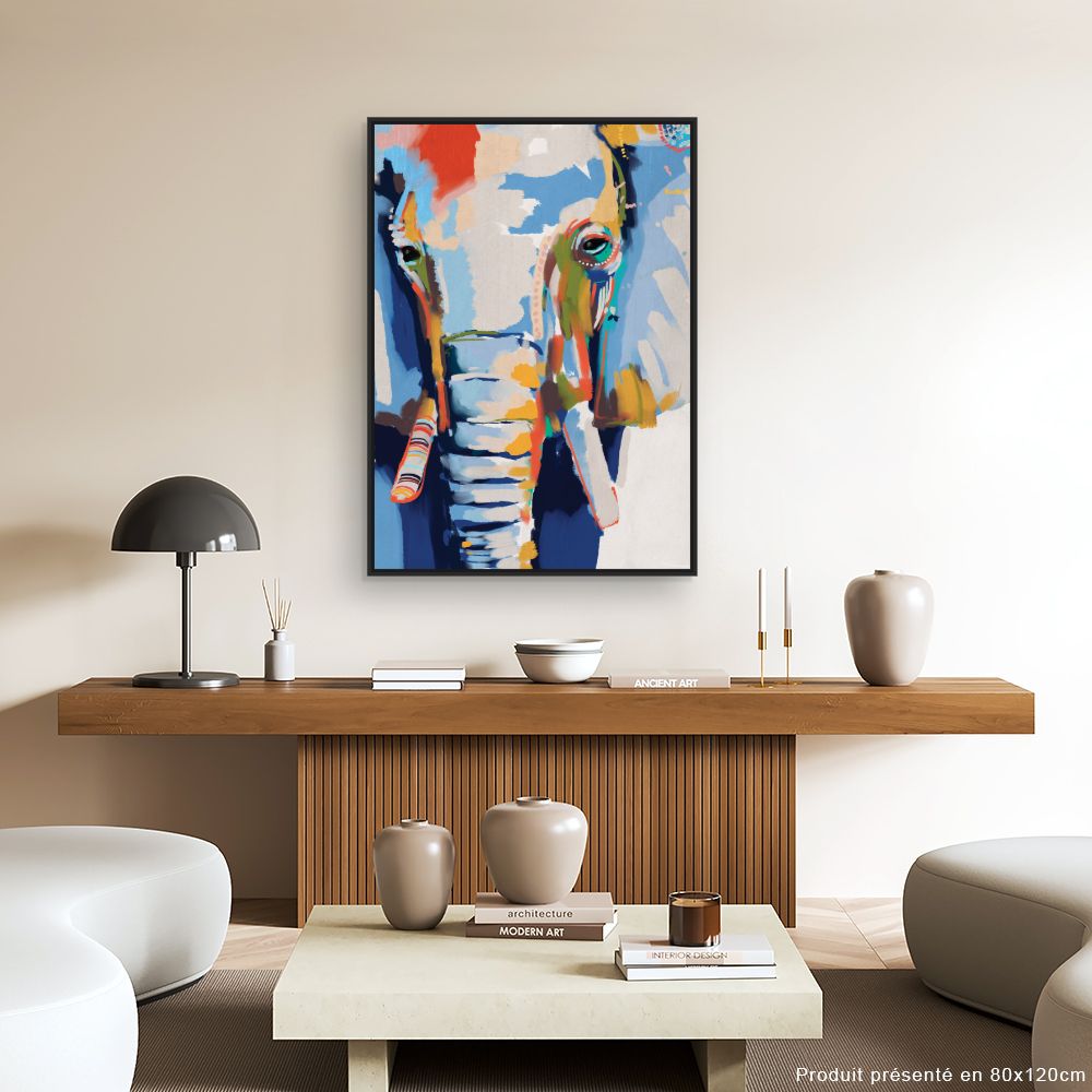 Tableau Éléphant artistique vibrant