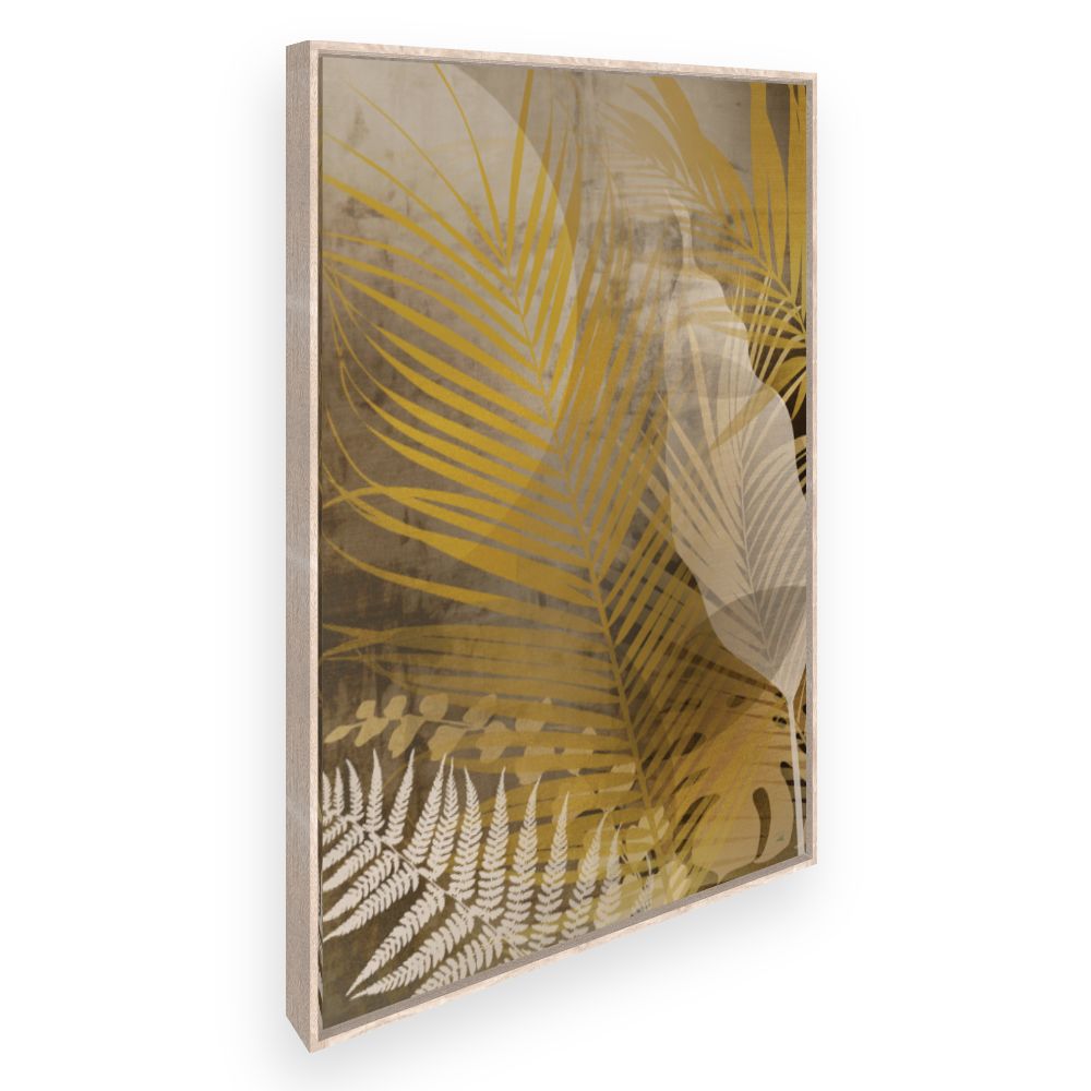 Toile Feuilles tropicales dorées