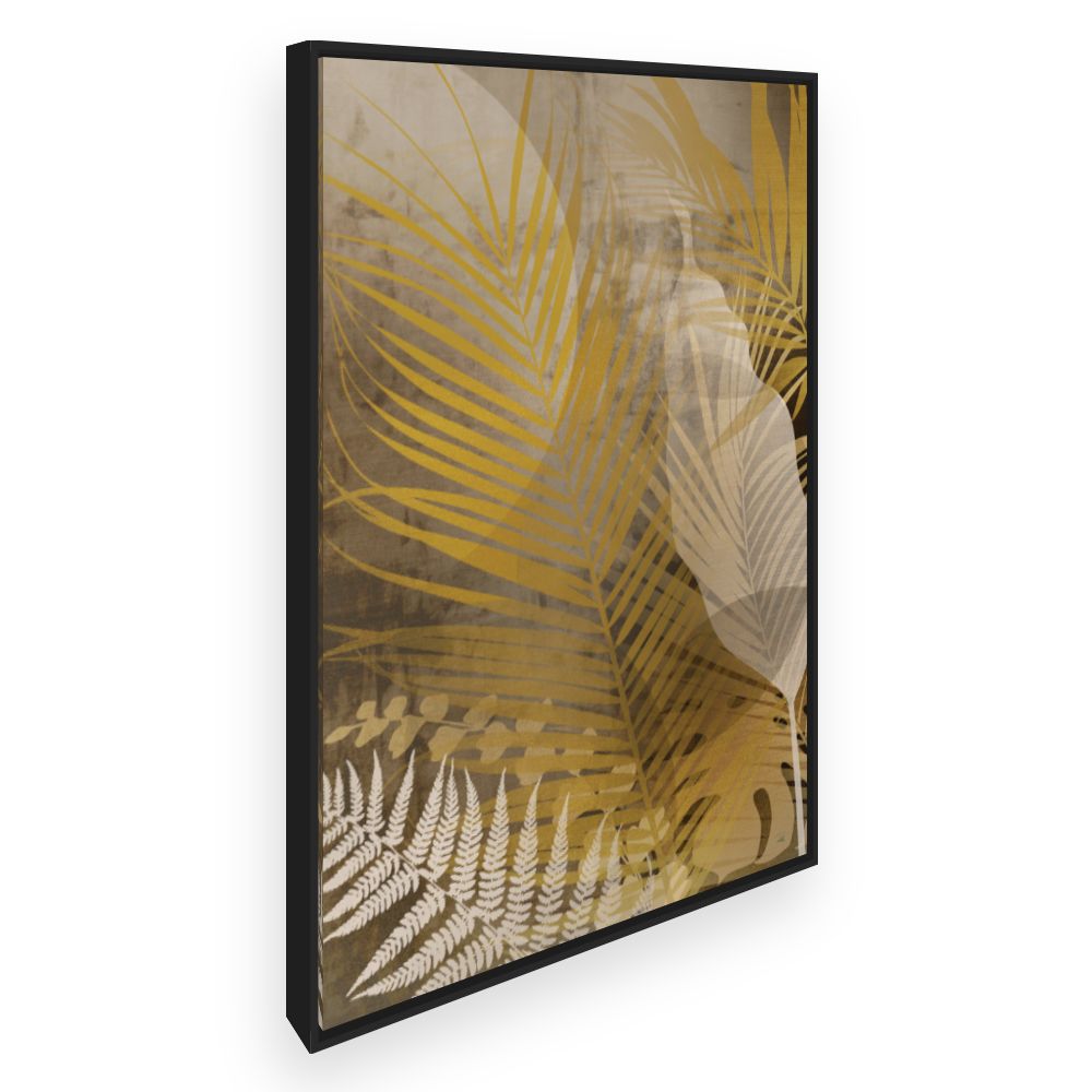 Toile Feuilles tropicales dorées