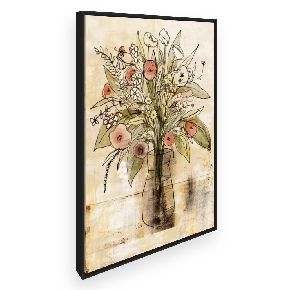 Toile Bouquet floral dessiné