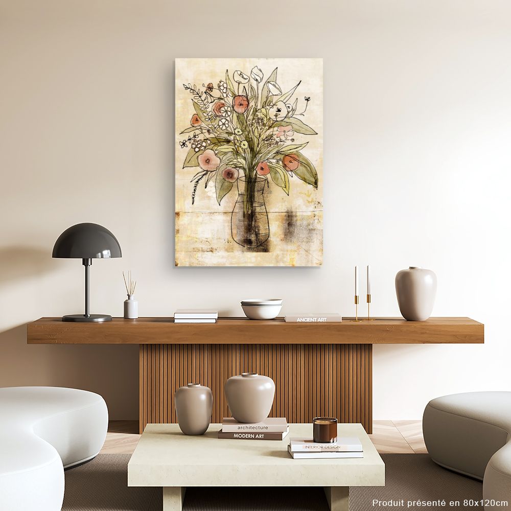 Tableau Bouquet floral dessiné