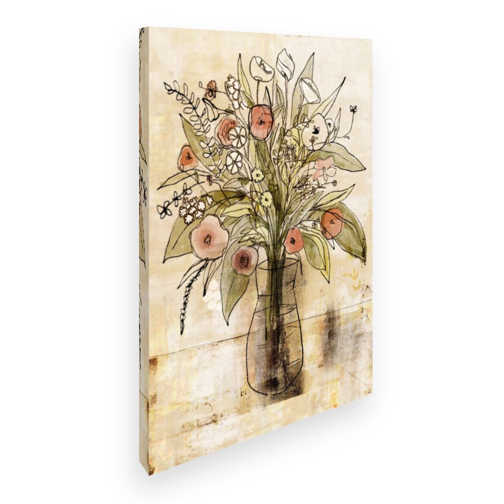 Toile Bouquet floral dessiné