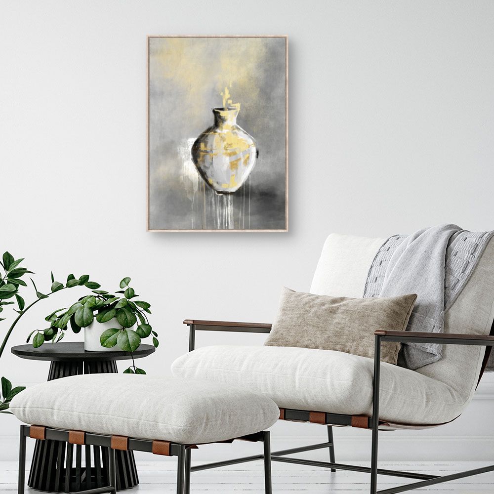 Tableau Vase abstrait doré