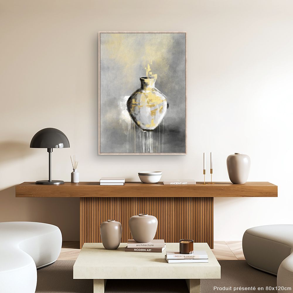 Tableau Vase abstrait doré