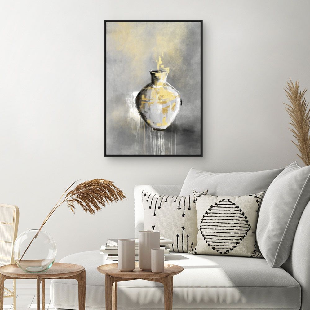 Tableau Vase abstrait doré