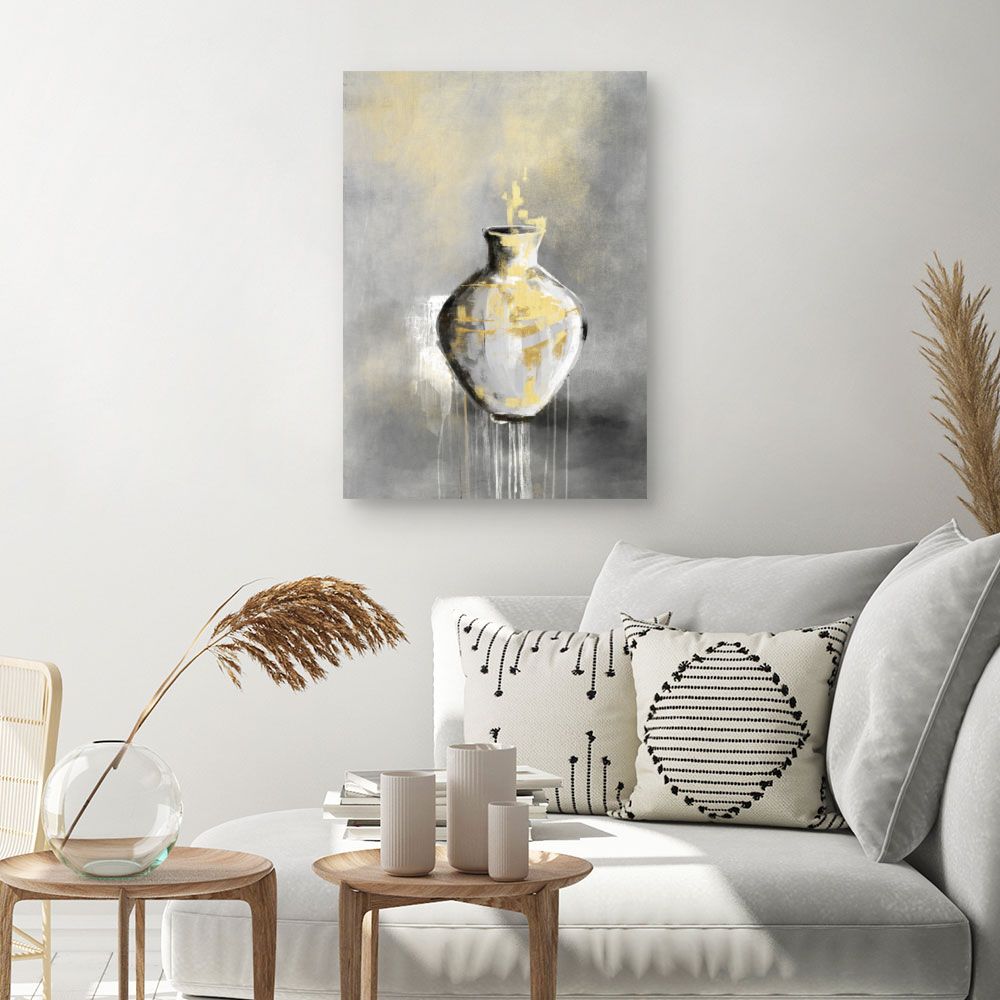Tableau Vase abstrait doré