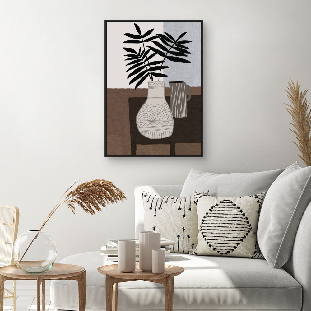 Tableau Vase et feuillage