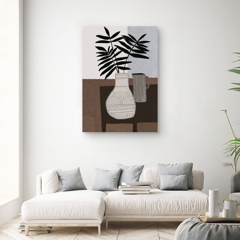 Tableau Vase et feuillage