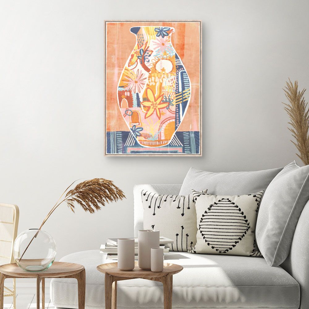 Tableau Vase fleuri vibrant