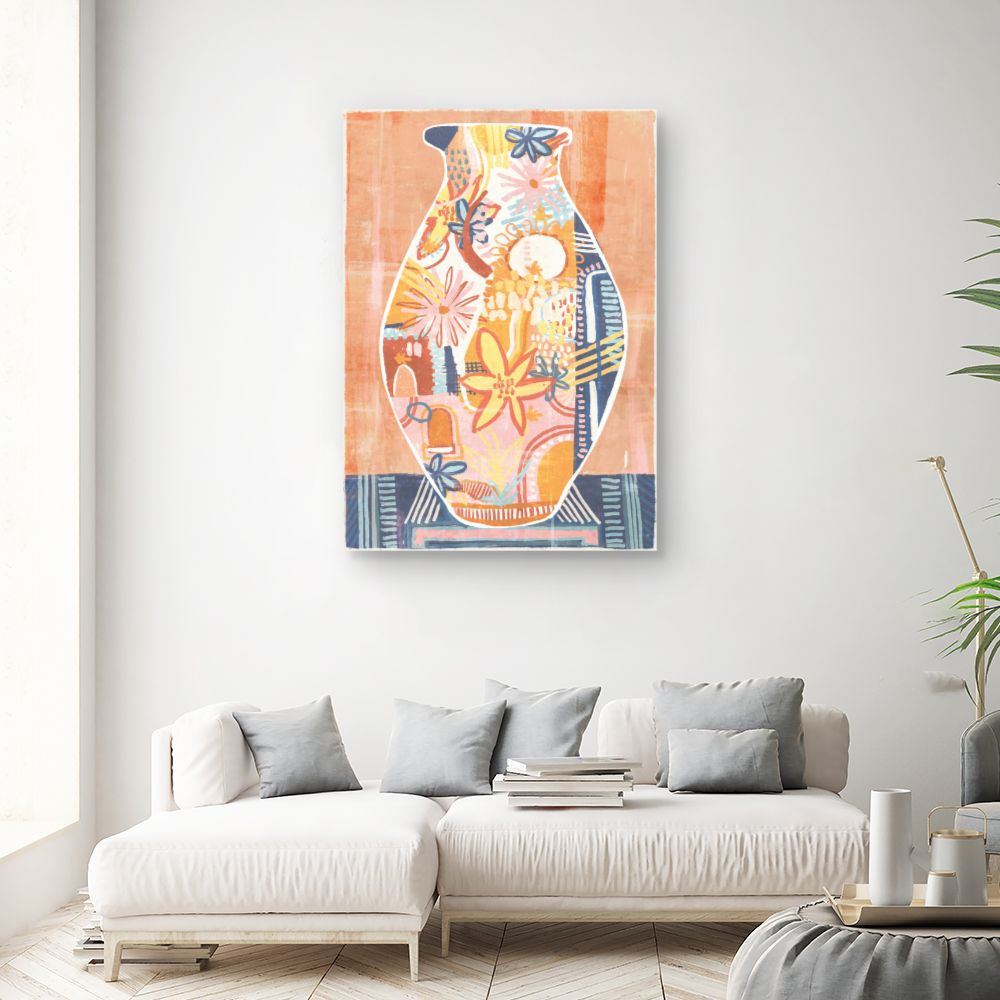 Tableau Vase fleuri vibrant