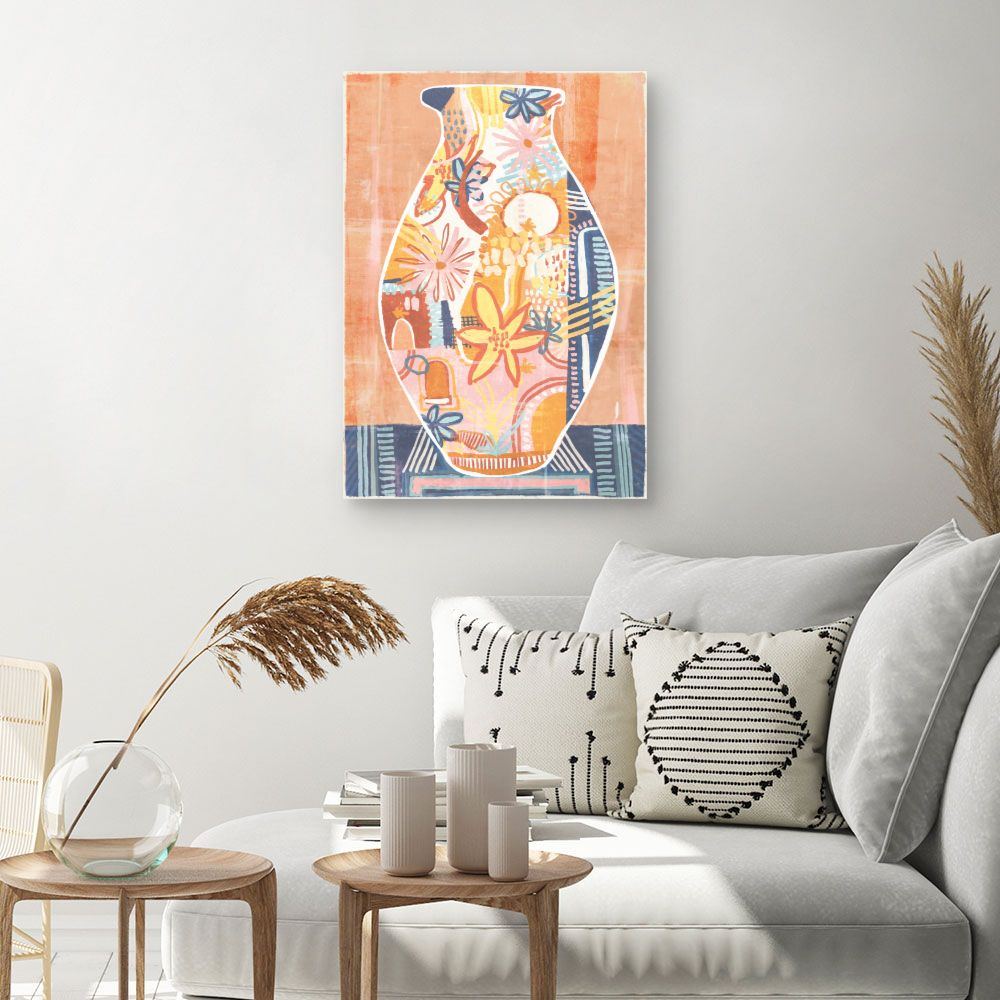 Tableau Vase fleuri vibrant