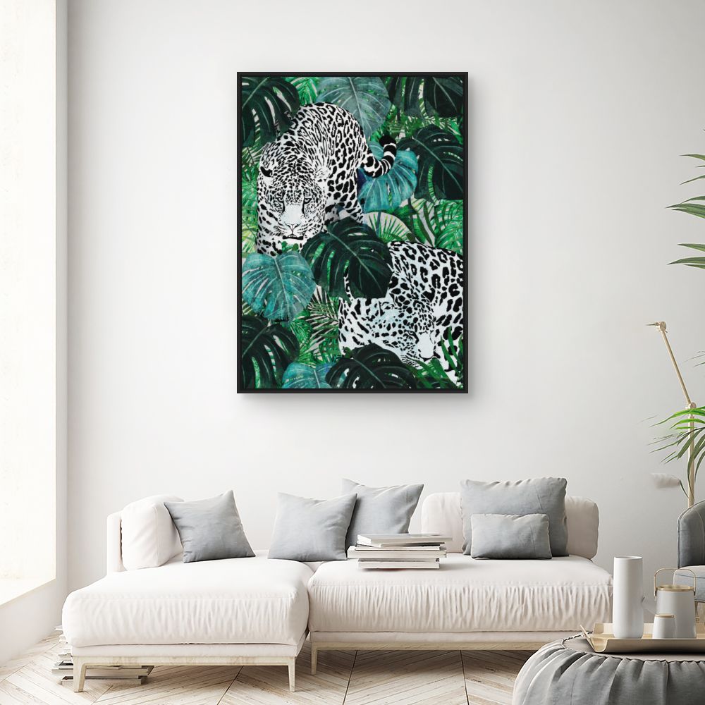 Tableau Jaguars et feuillage