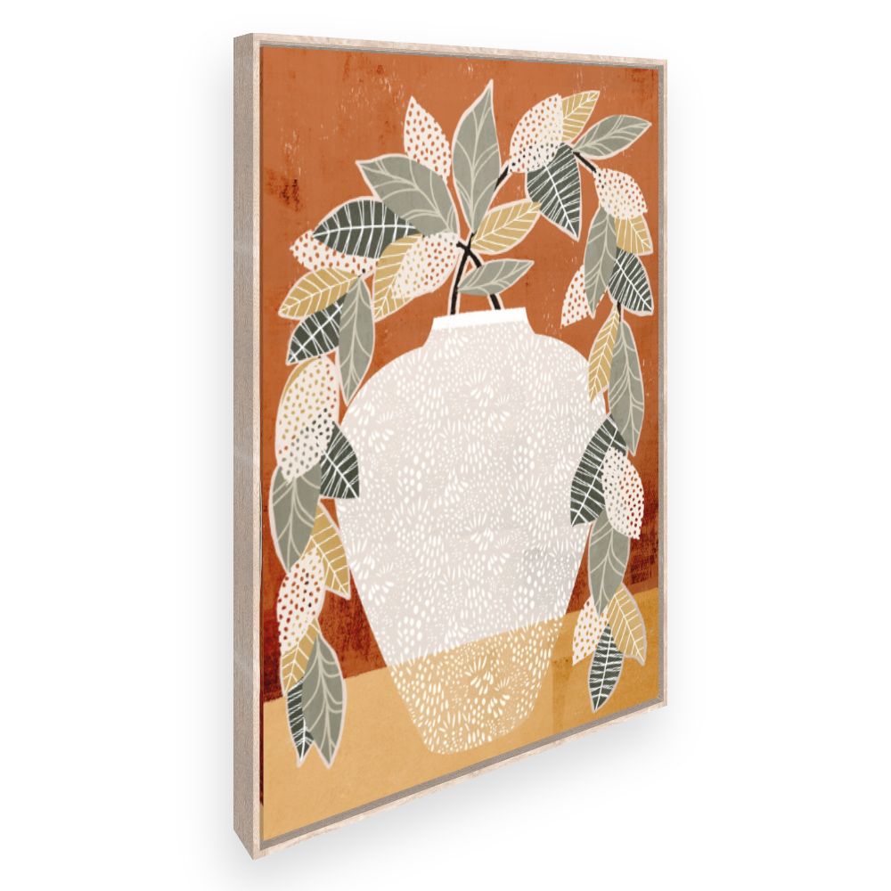 Toile Vase stylisé feuillu