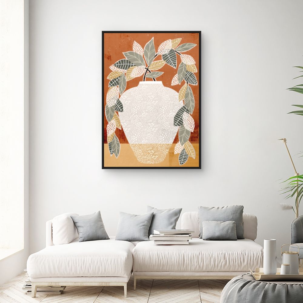 Tableau Vase stylisé feuillu