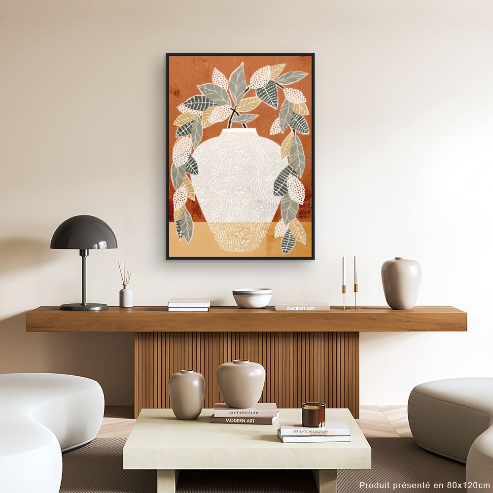 Tableau Vase stylisé feuillu