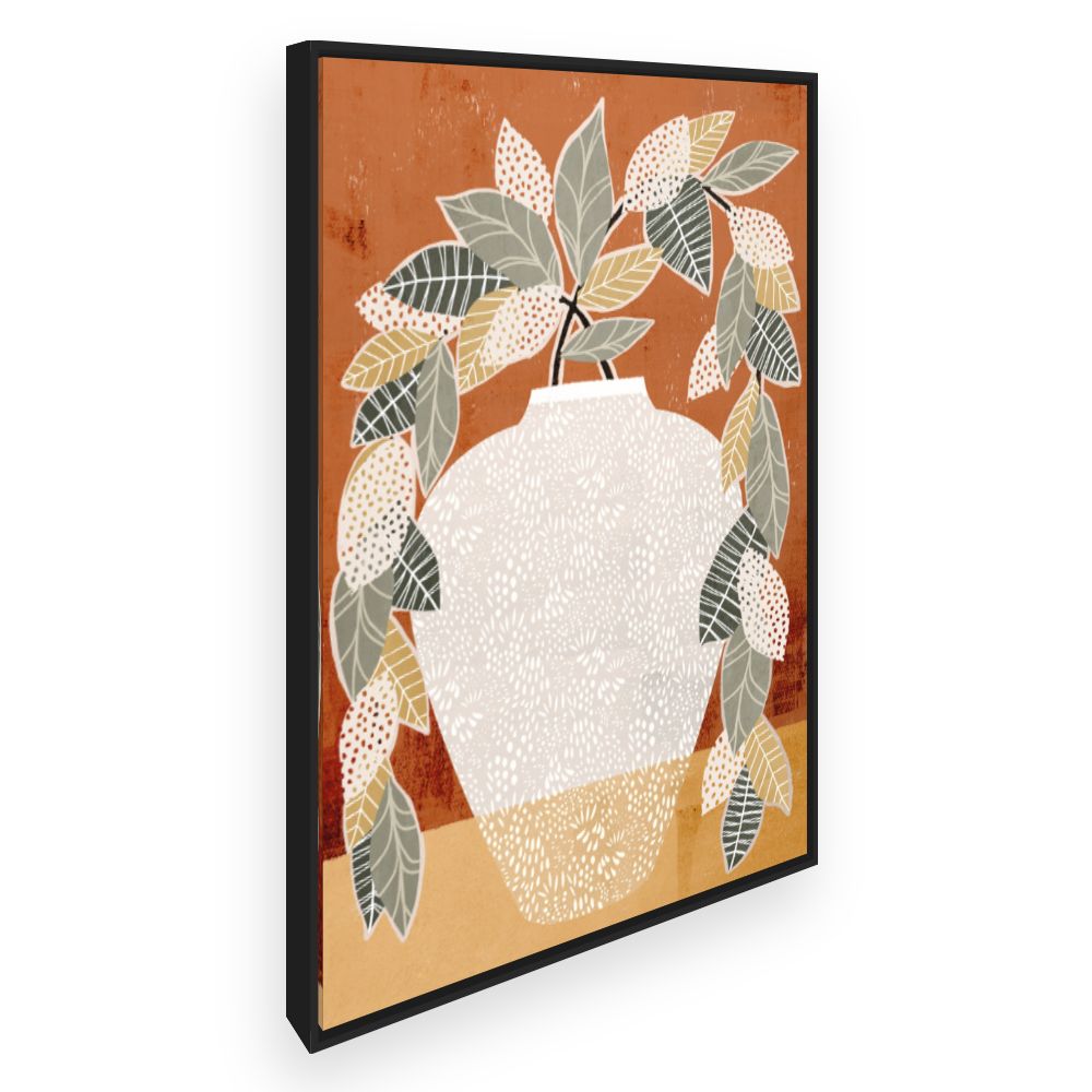 Toile Vase stylisé feuillu