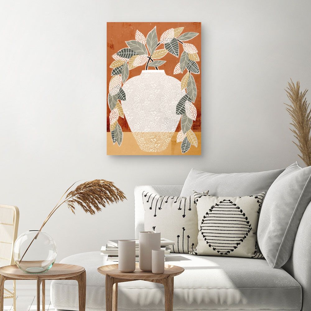 Tableau Vase stylisé feuillu