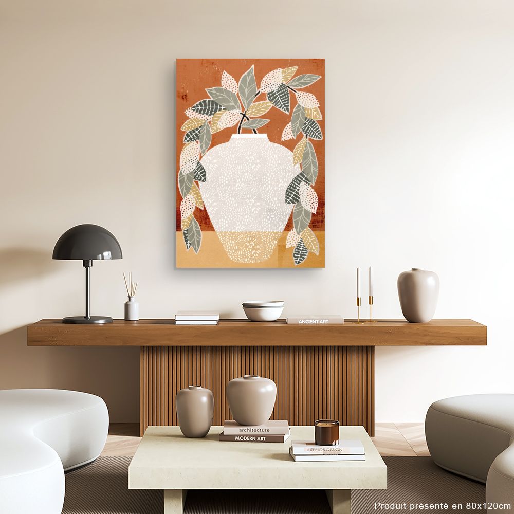 Tableau Vase stylisé feuillu