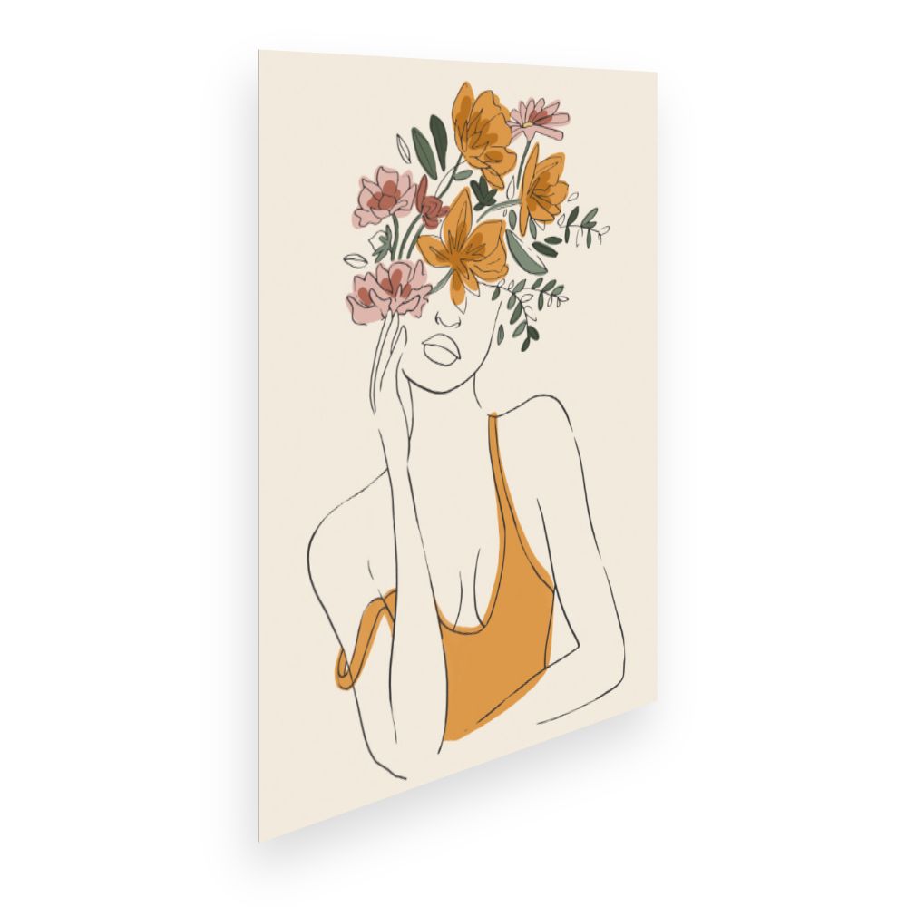Affiche Femme fleurs délicates