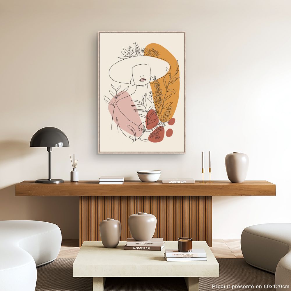 Tableau Portrait floral chic