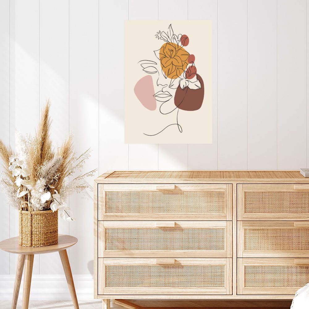 Affiche Visage floral élégant