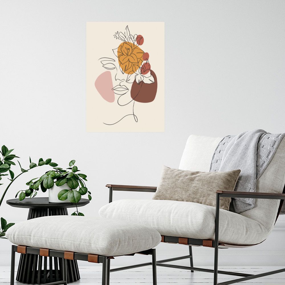 Affiche Visage floral élégant