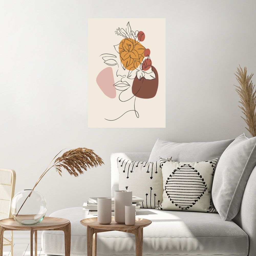 Affiche Visage floral élégant