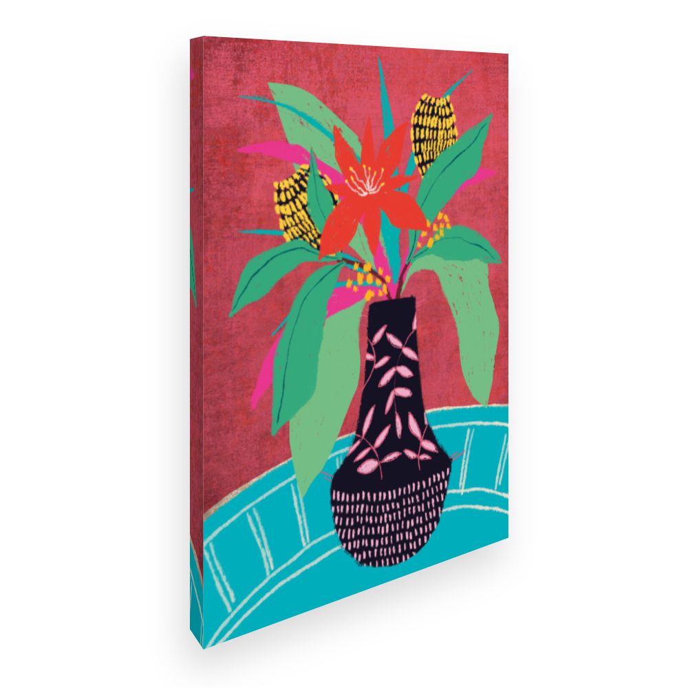 Toile Bouquet tropical vibrant