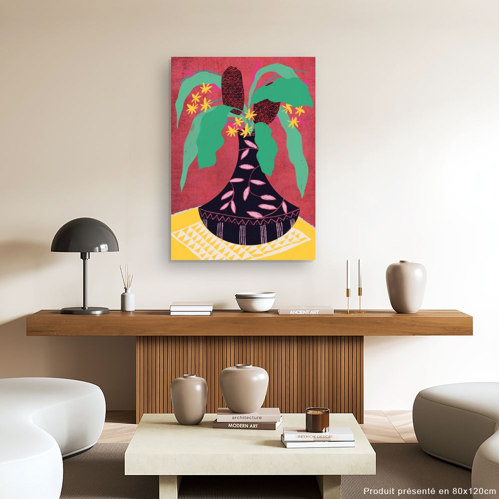 Tableau Vase exotique vibrant